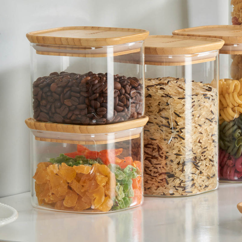 BAMBOO GLASS STORAGE JAR 550ML Tupperware Australia